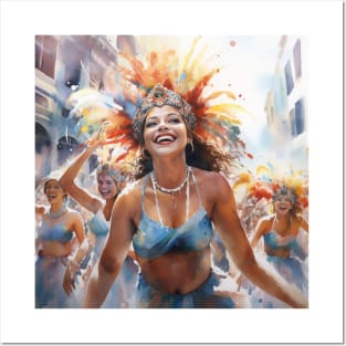 Carnival in Rio de Janeiro Watercolor Pattern Posters and Art